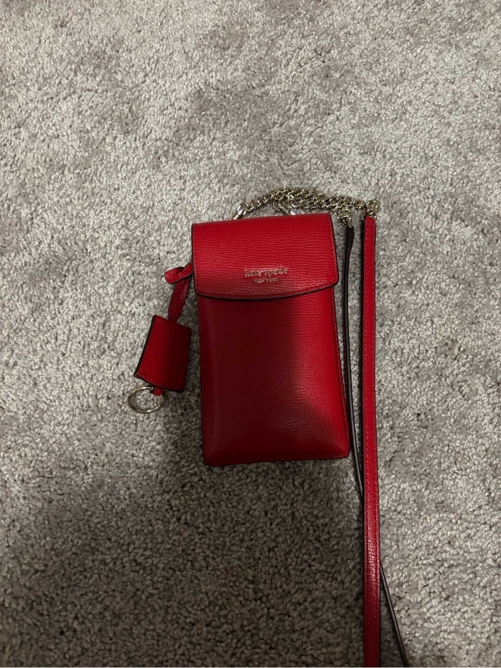 kate spade red leather mini chain crossbody phone pouch